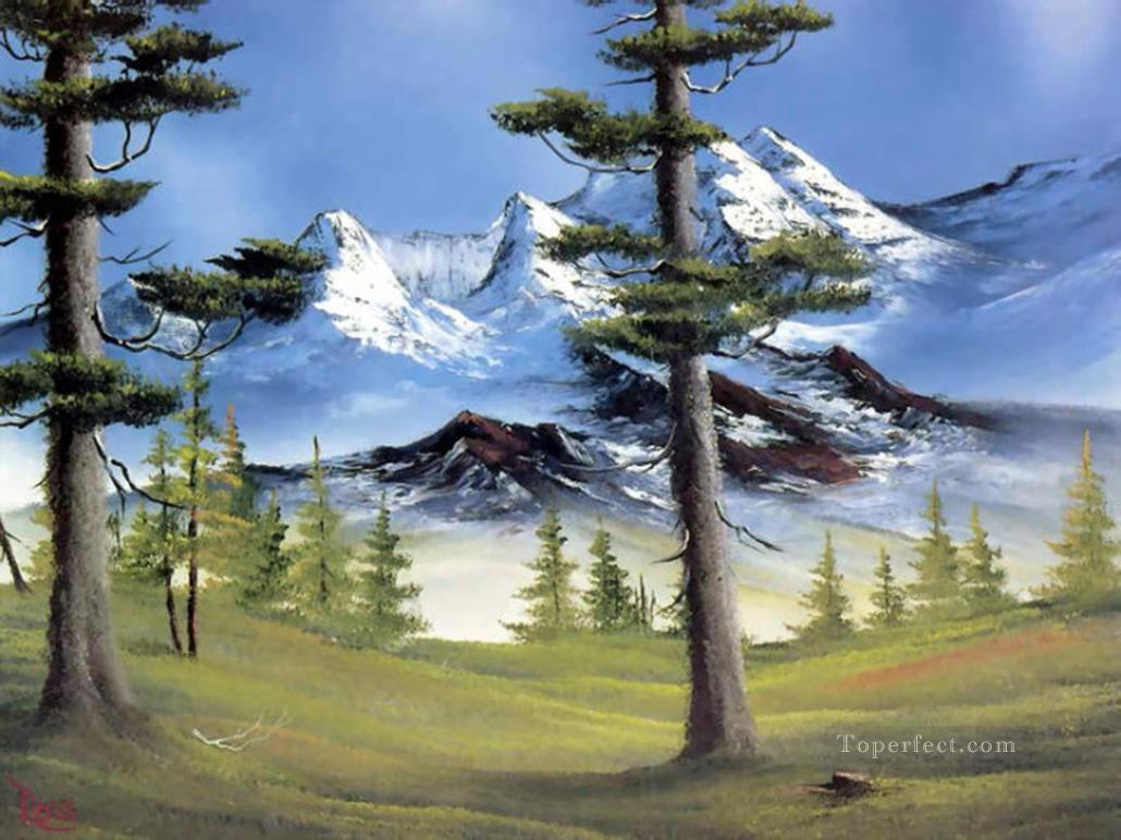 Trees under Snow Mountains BR Landscape Oil Paintings